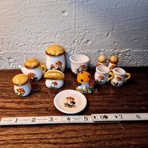1970s Merry Mushrooms Ceramic Miniatures Tea Set VERY RARE - Full Set